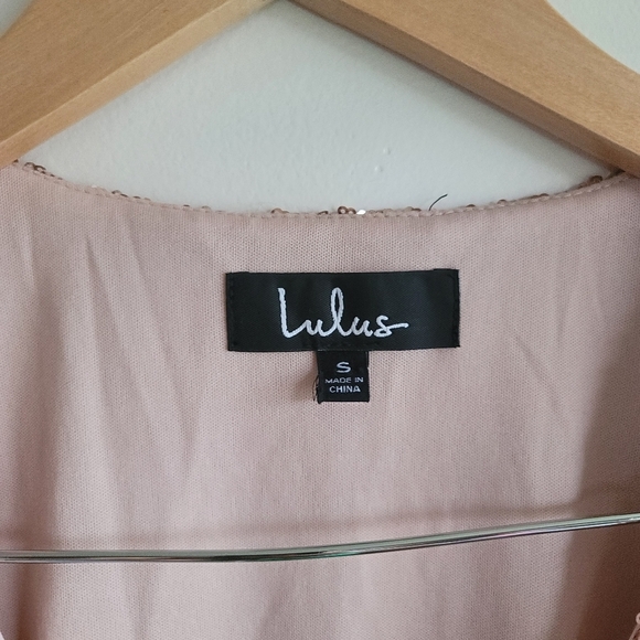 Lulu's, Rose Gold Sequin Shift Dress, Size Small - Picture 4 of 9